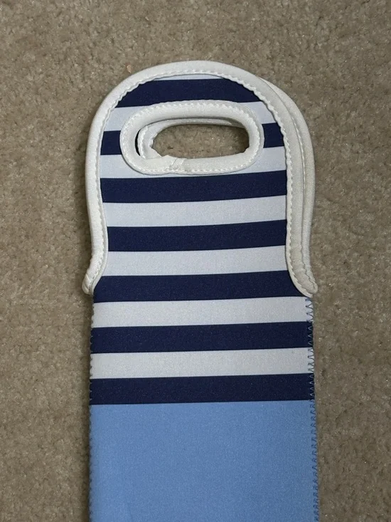 kate spade Light Blue and Navy Striped Neoprene Bottle Tote - Picture 3 of 9